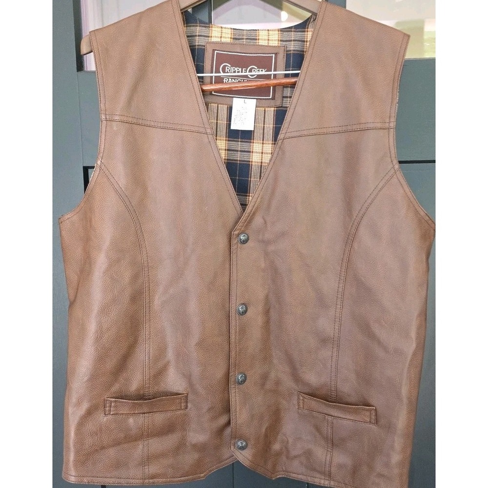 Cripple Creek Men's 100% Genuine Leather Brown Vest Western Size Large Ranchwear